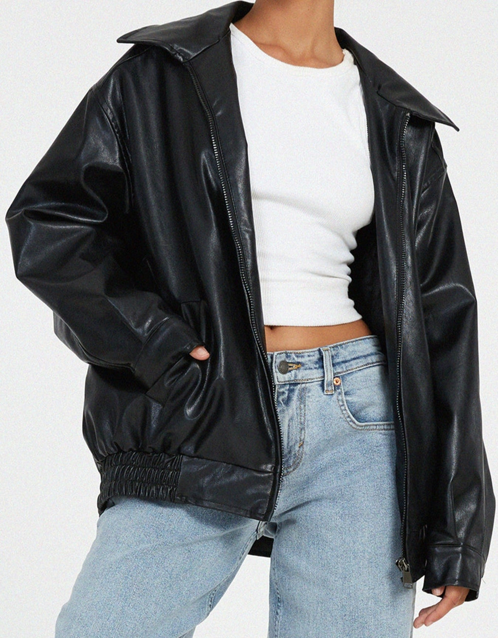 Damen Jacke Motorrad Reissverschluss Mit Kragen | Winter
