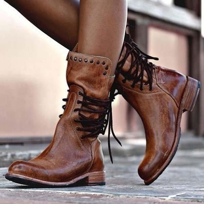 Damen Stiefeletten Absatz Schnürung Mit Reissverschluss | Winter