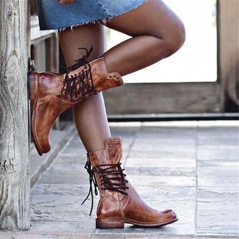 Damen Stiefeletten Absatz Schnürung Mit Reissverschluss | Winter