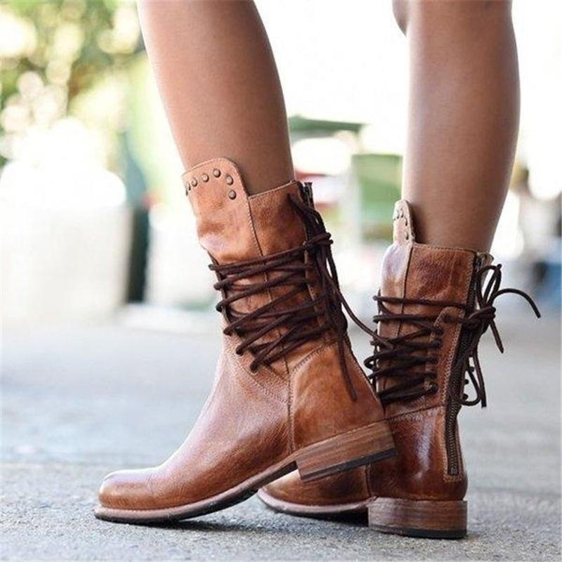 Damen Stiefeletten Absatz Schnürung Mit Reissverschluss | Winter