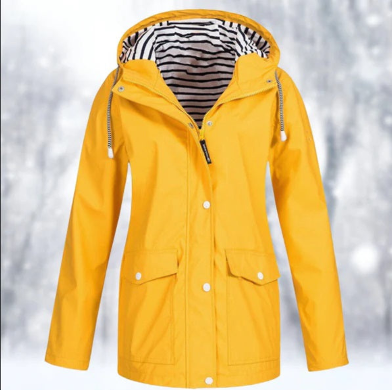 Damen Regenjacke mit Kapuze | Vordertaschen