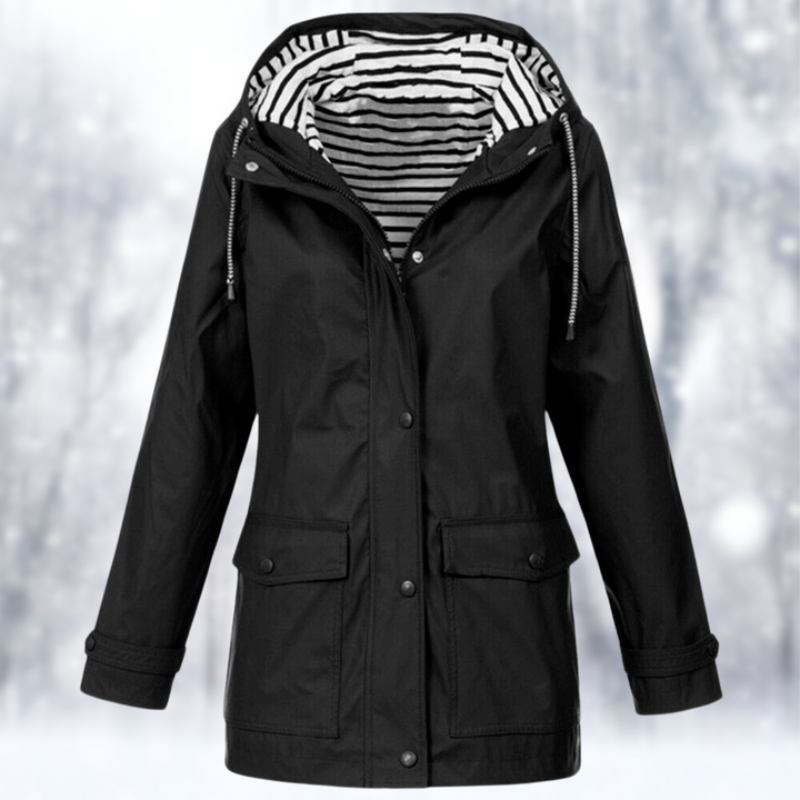 Damen Regenjacke mit Kapuze | Vordertaschen