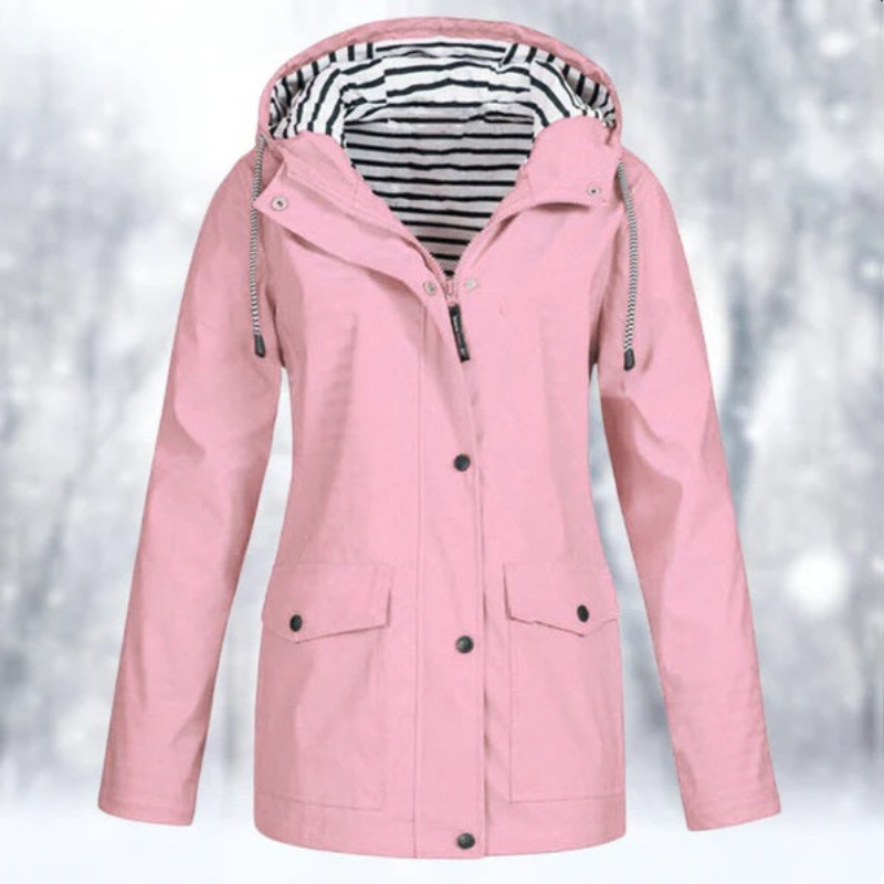 Damen Regenjacke mit Kapuze | Vordertaschen