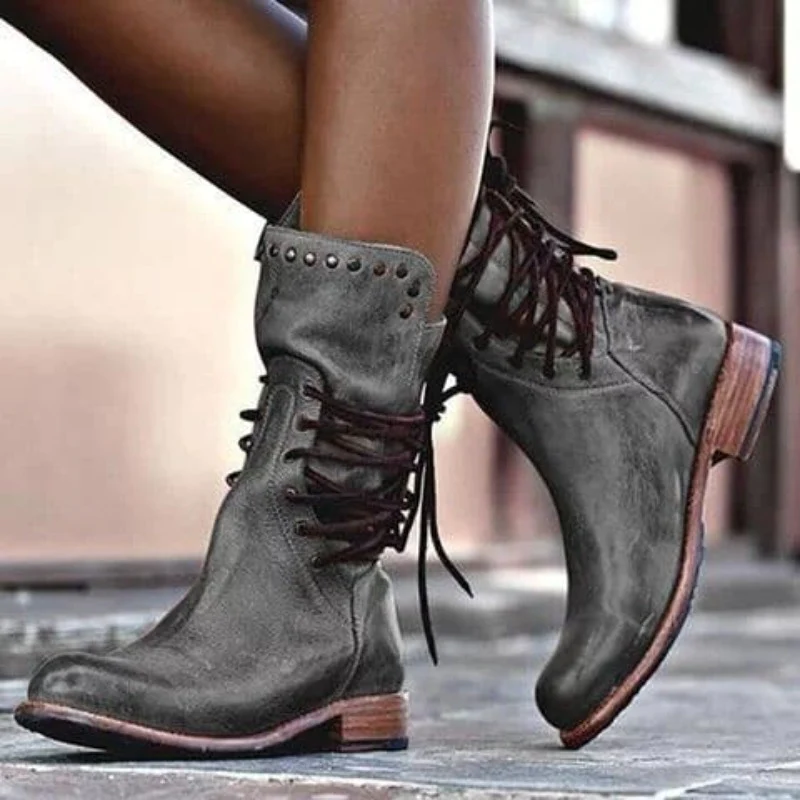 Damen Stiefeletten Absatz Schnürung Mit Reissverschluss | Winter