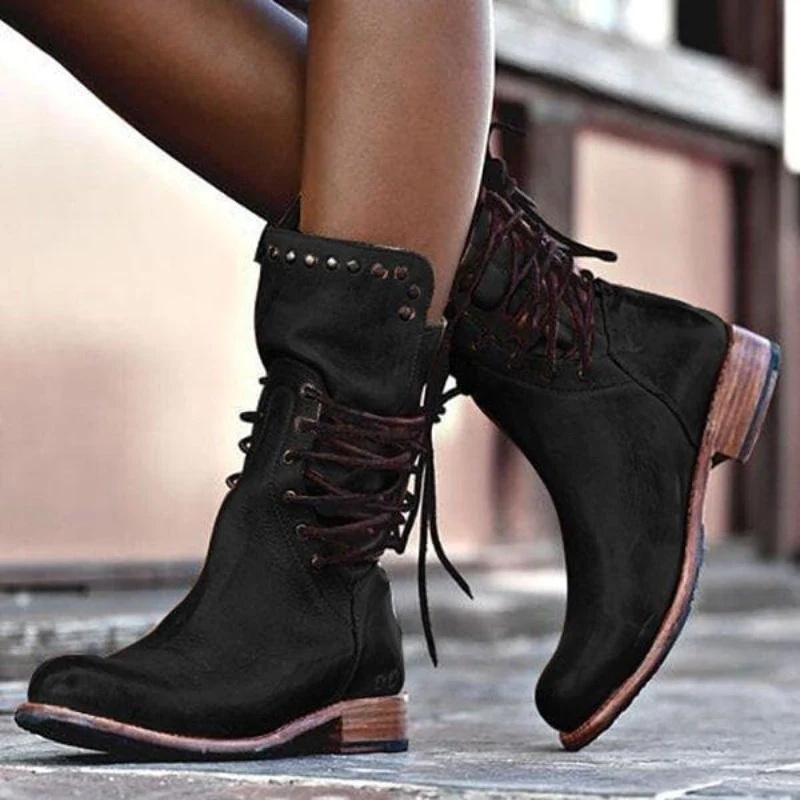 Damen Stiefeletten Absatz Schnürung Mit Reissverschluss | Winter