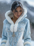 Damen Pullover Strick Blau Mit Kapuze | Winter