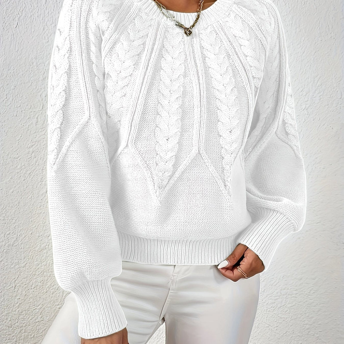 Damen Langarmpullover mit Struktur | Rundhalsausschnitt