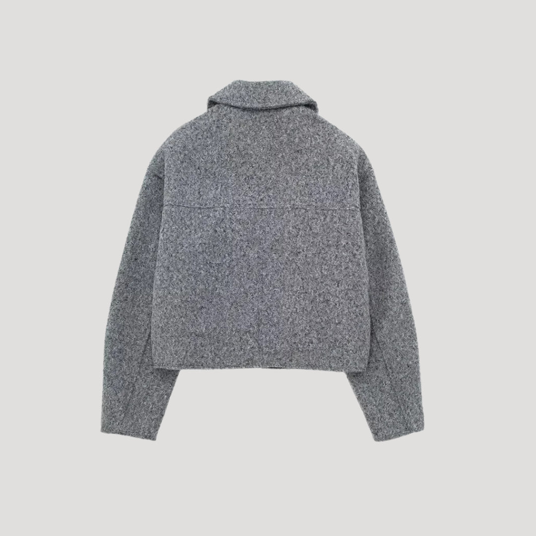 Damen Kurze Jacke Mit Reißverschluss | Strukturiert