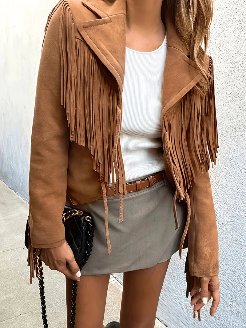 Damen Langarmjacke im Westernstil | Fransen