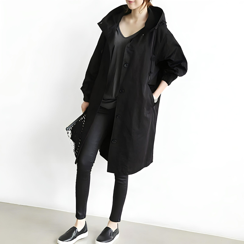 Damen Jacke Lang Vintage Mit Kapuze | Winter