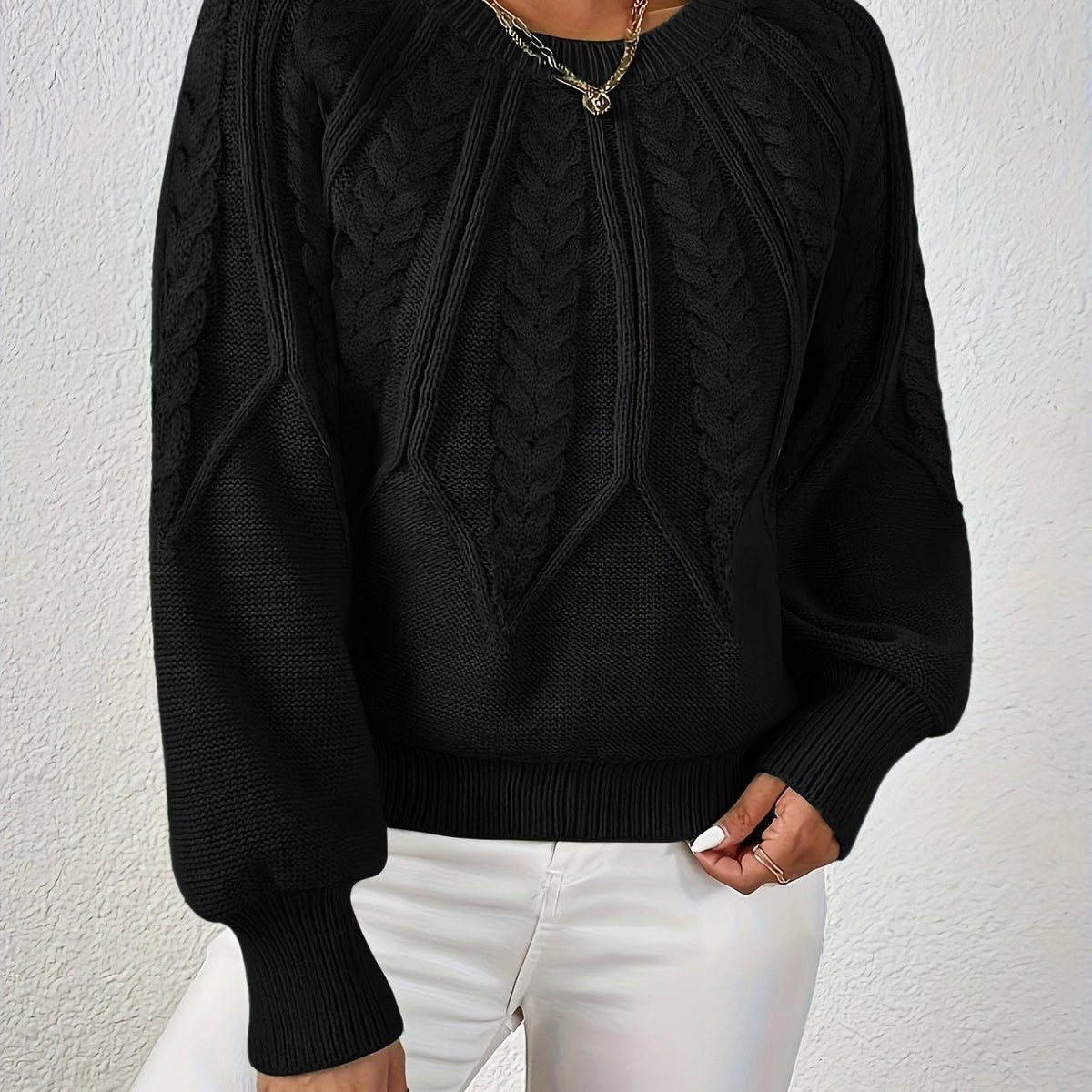 Damen Langarmpullover mit Struktur | Rundhalsausschnitt