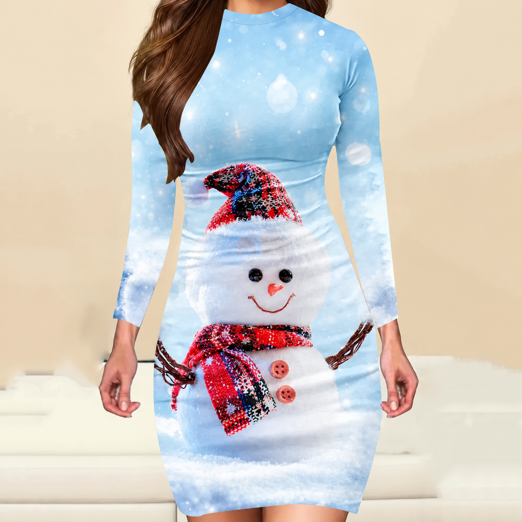 Damen Kleid Mini Langarm Party Weihnachts | Winter