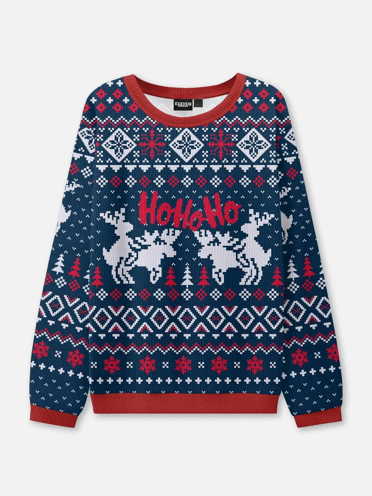Unisex Pullover Blau Weihnachts Strick | Winter