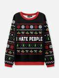 Unisex Pullover Schwarz Weihnachts Strick | Winter