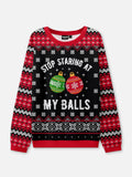 Unisex Pullover Rot Strick Mit Rundhalsausschnitt | Weihnachts