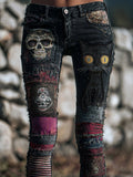 Damen Hose Schwarze Vintage Patchwork | Halloween
