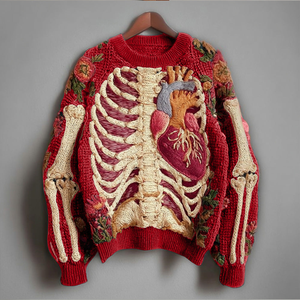 Damen Pullover Strick Langarm Embroidered Winter | Halloween