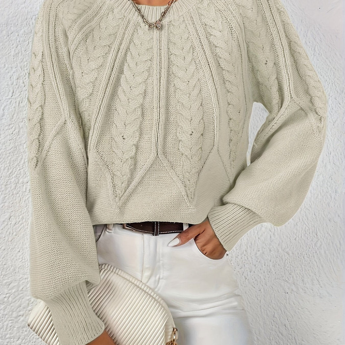 Damen Langarmpullover mit Struktur | Rundhalsausschnitt