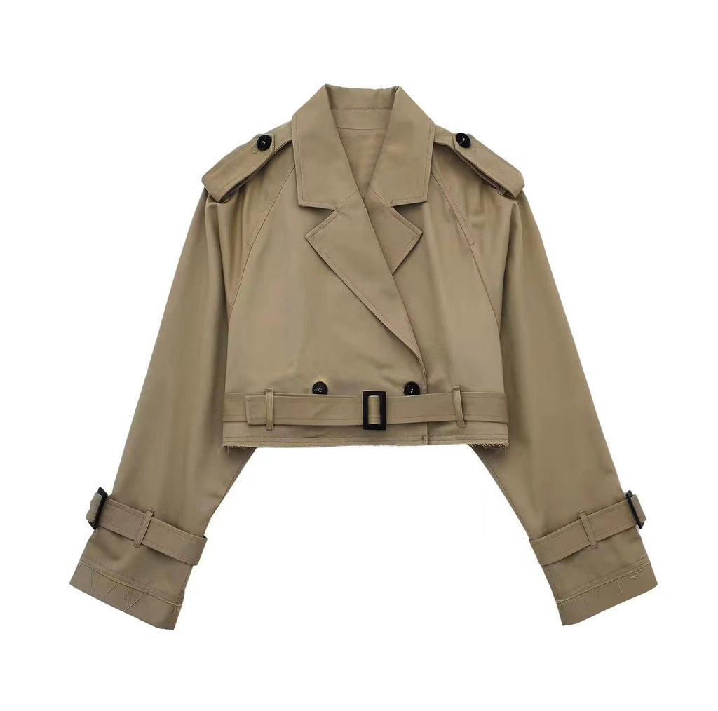 Damen Kurzer Trenchcoat | Gürtel
