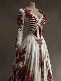 Damen Kleid Weisses Party Vintage Halloween | Maxi