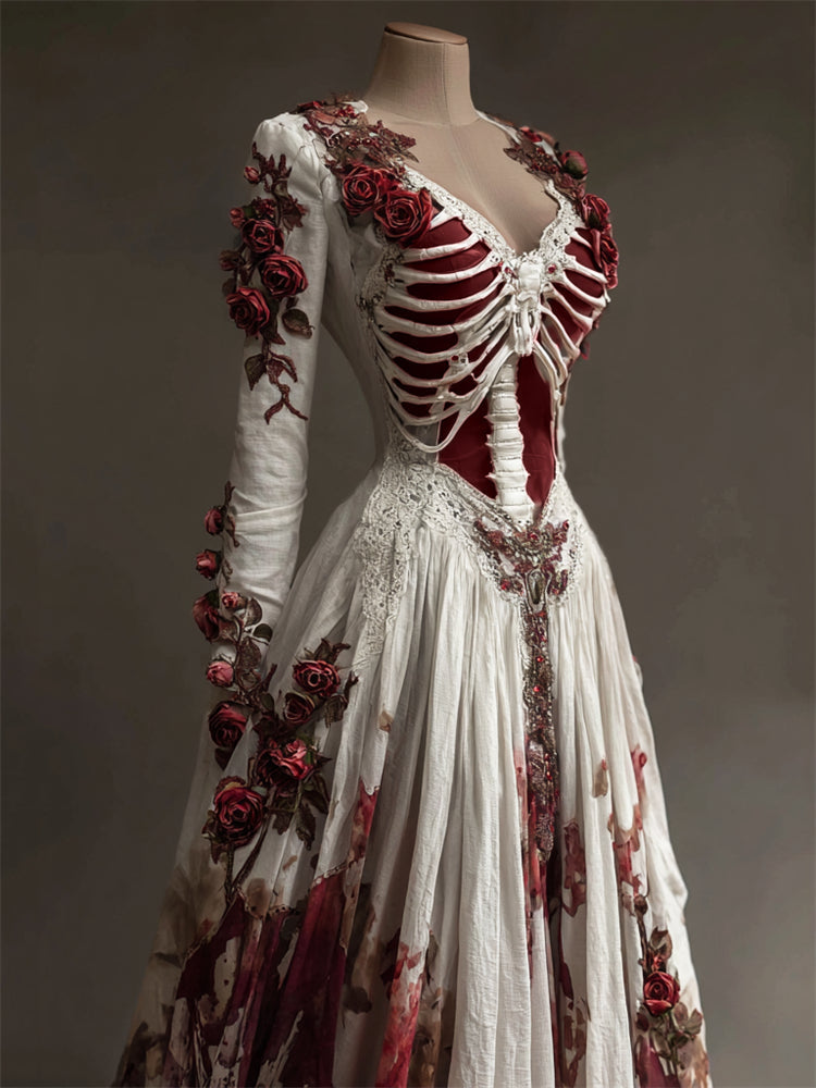 Damen Kleid Weisses Party Vintage Halloween | Maxi