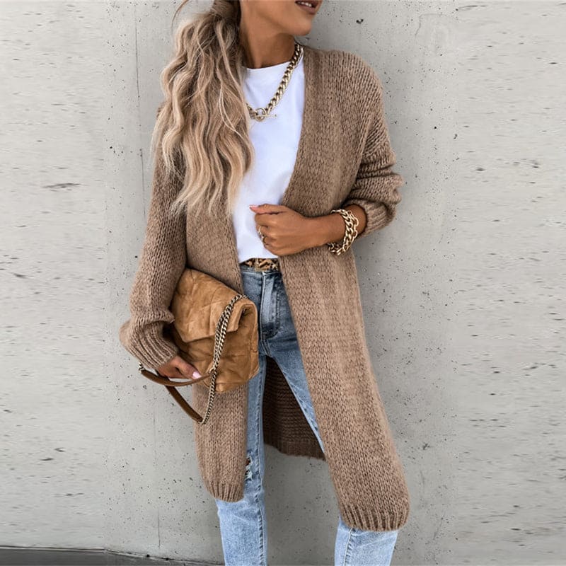 Damen Strickjacke Winter Strick Langarm | Lang