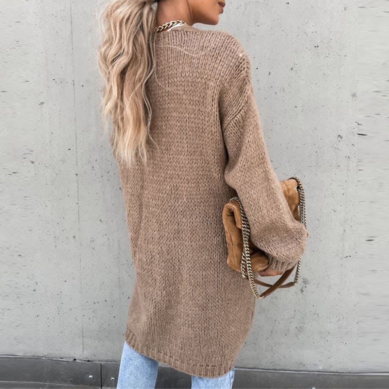 Damen Strickjacke Winter Strick Langarm | Lang