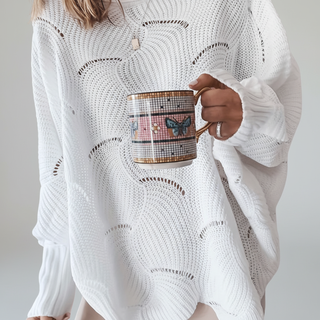 Damen Oversized Strickpullover | Asymmetrischer Saum