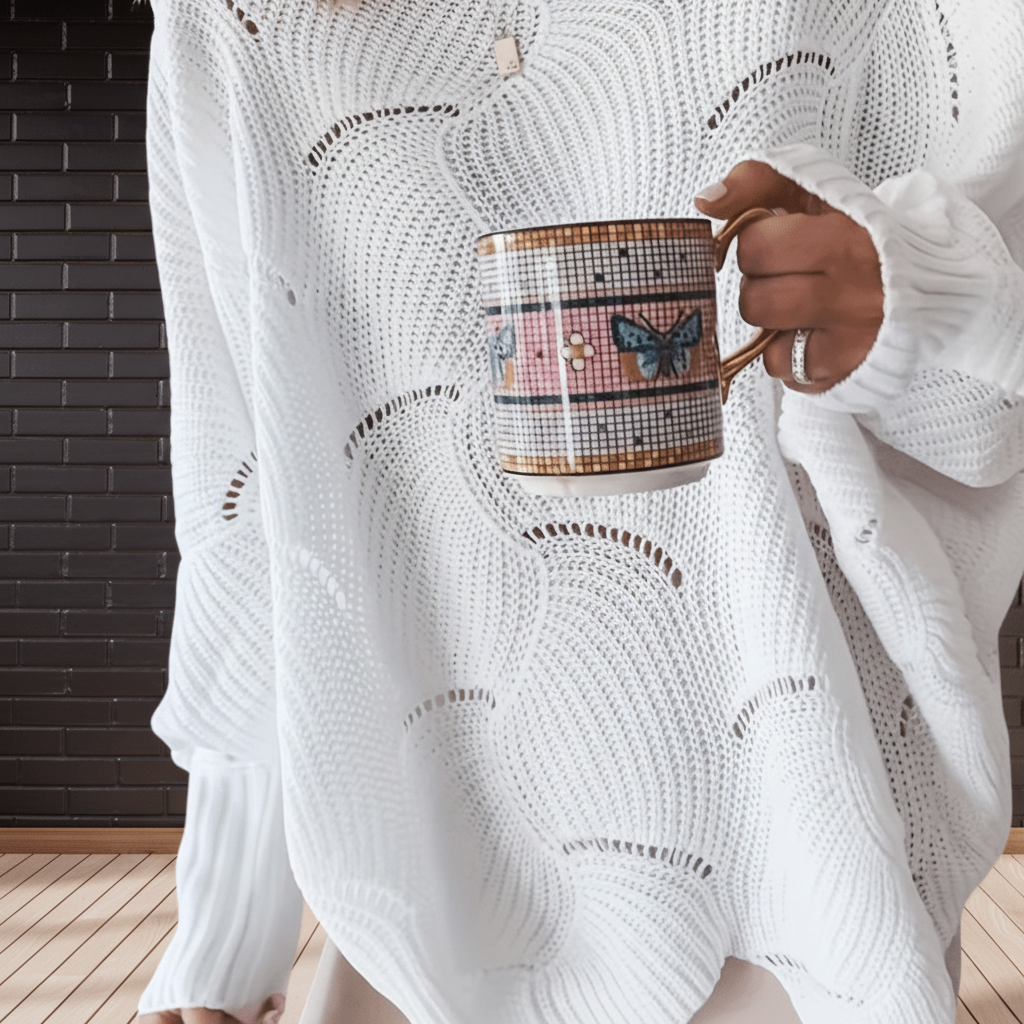 Damen Oversized Strickpullover | Asymmetrischer Saum