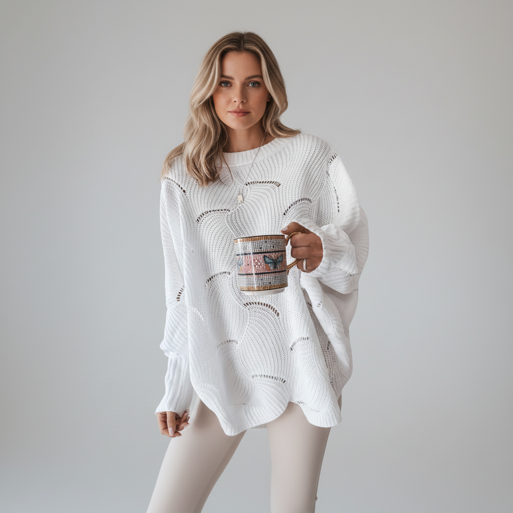 Damen Oversized Strickpullover | Asymmetrischer Saum