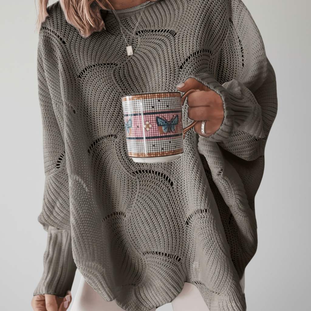 Damen Oversized Strickpullover | Asymmetrischer Saum