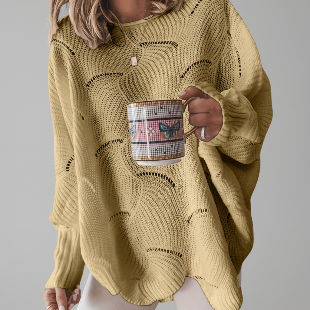 Damen Oversized Strickpullover | Asymmetrischer Saum