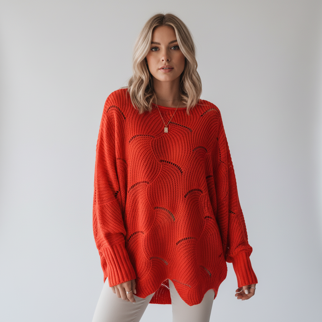 Damen Oversized Strickpullover | Asymmetrischer Saum