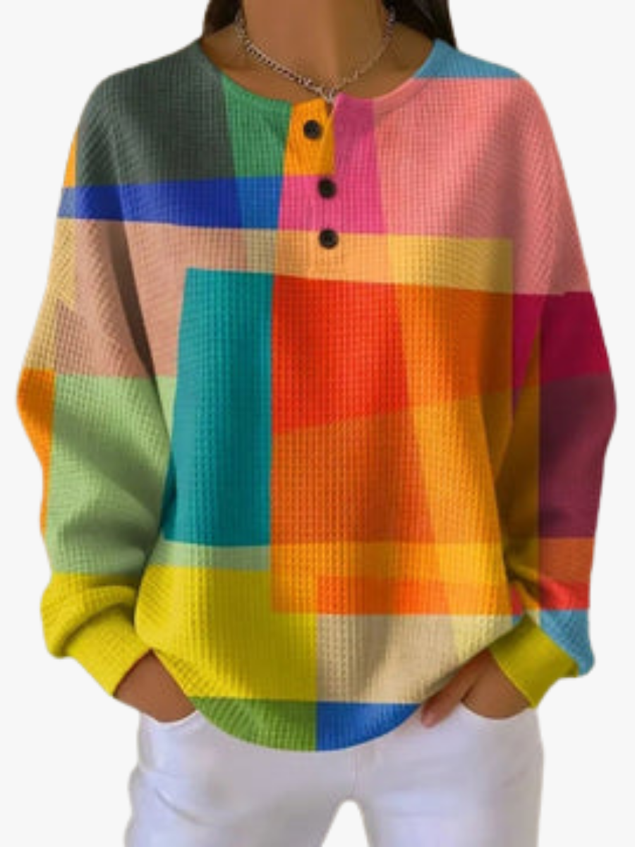 Damen Pullover Strick Gerippter Mehrfarbig | Winter