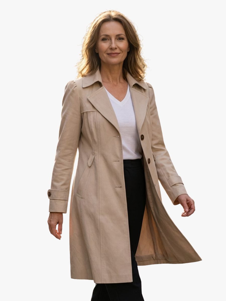 Damen Mantel Trench Lang Mit Reverskragen | Winter