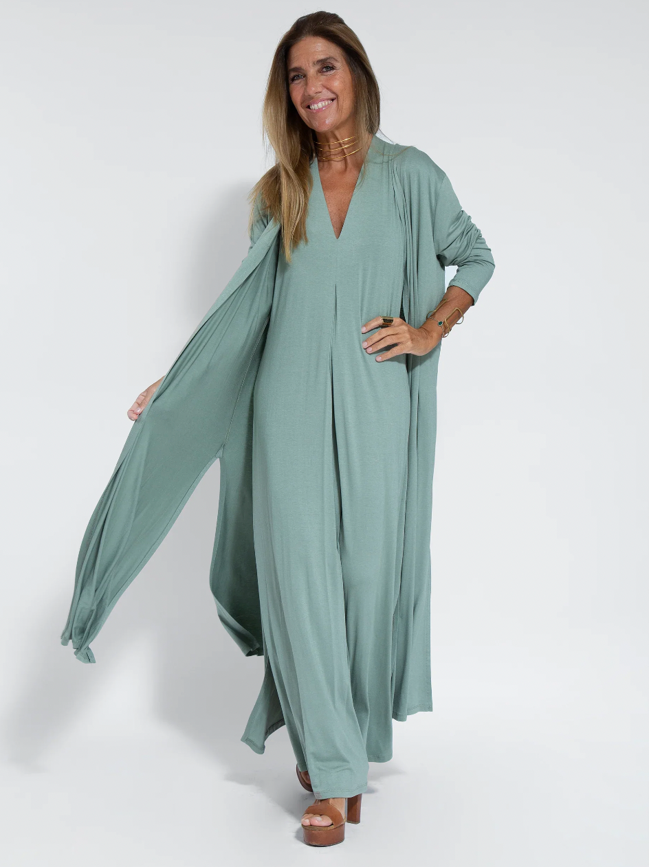 Damen Maxikleid und Cardigan-Set | Zweiteiler