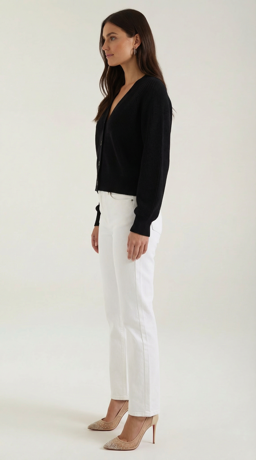 Damen Strickjacke mit Knopfleiste und V-Ausschnitt | Strick