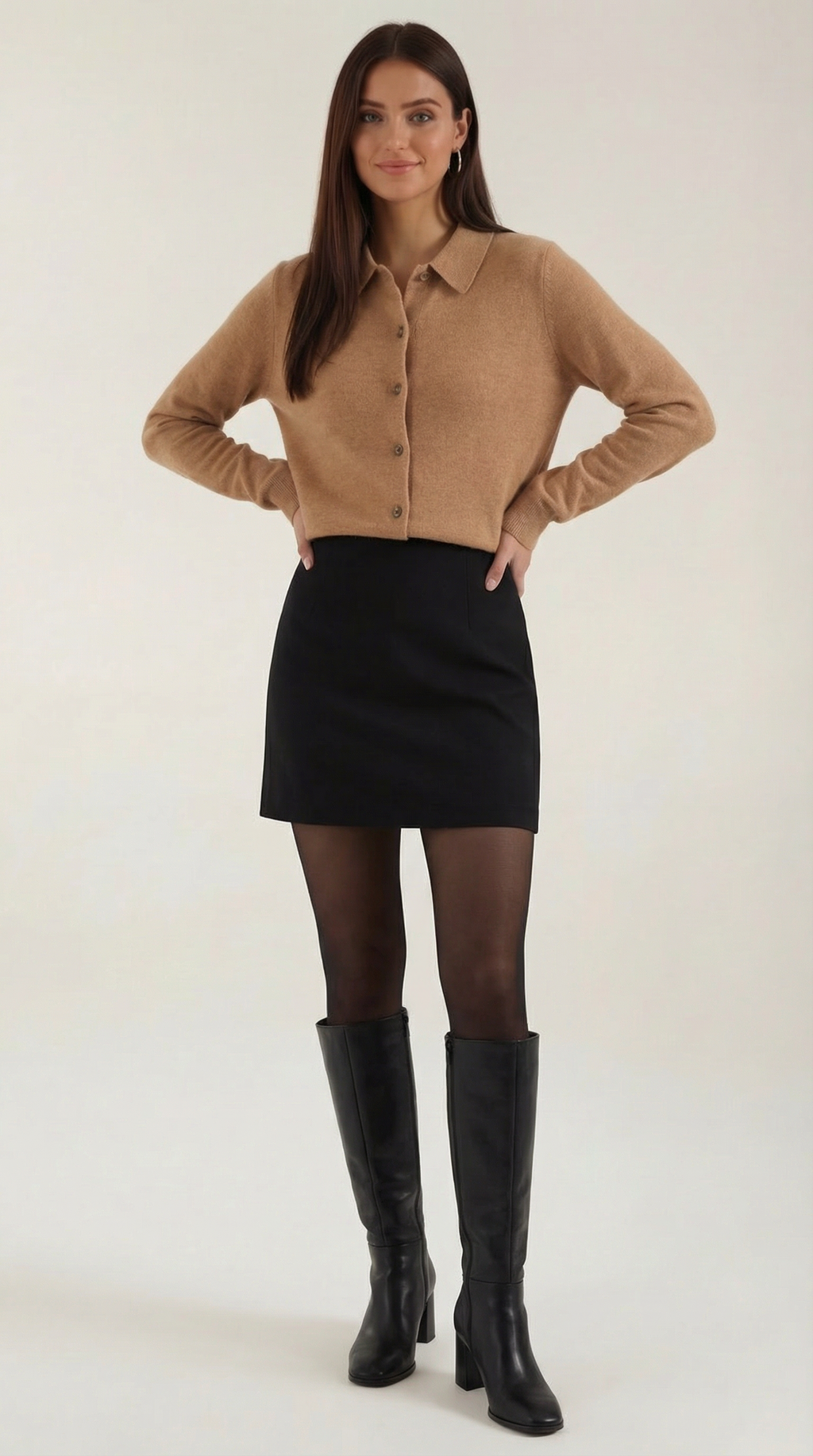 Damen Strickjacke mit Kragen | Knopfverschluss
