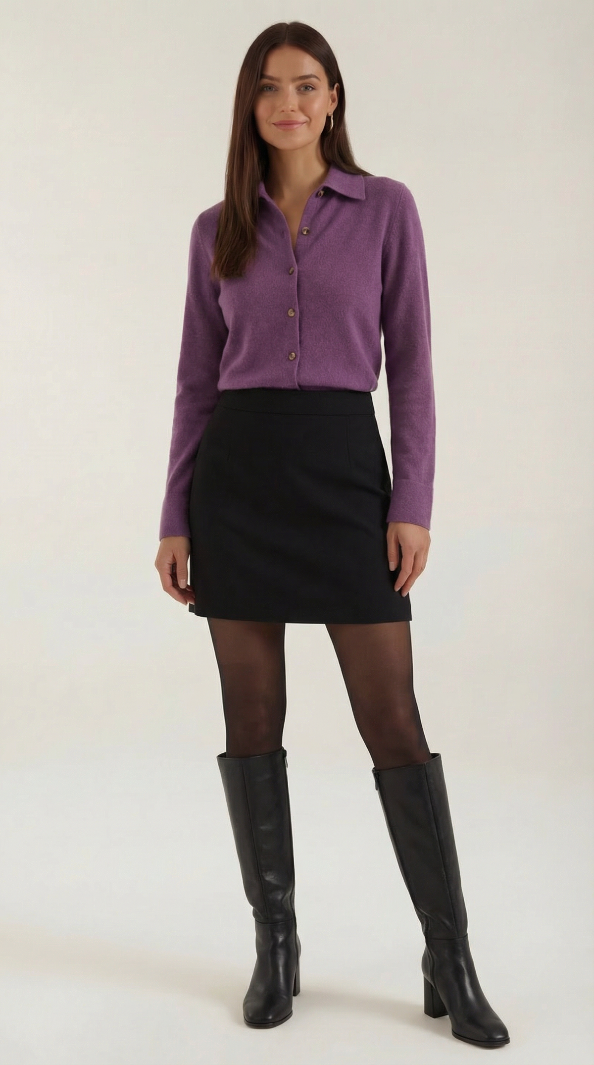Damen Strickjacke mit Kragen | Knopfverschluss