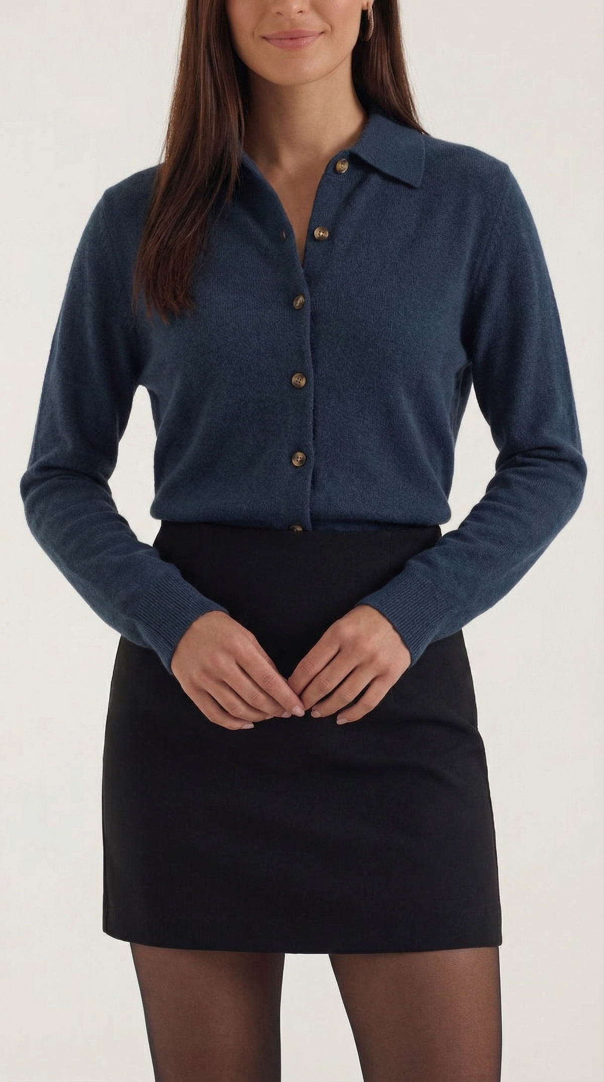 Damen Strickjacke mit Kragen | Knopfverschluss