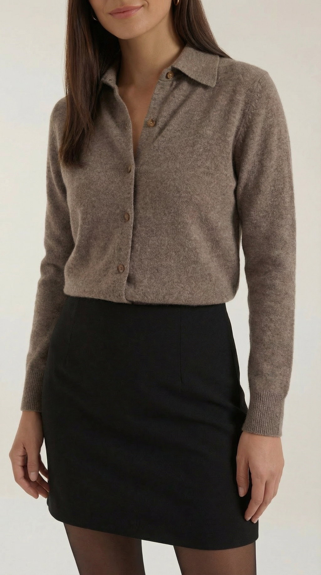 Damen Strickjacke mit Kragen | Knopfverschluss