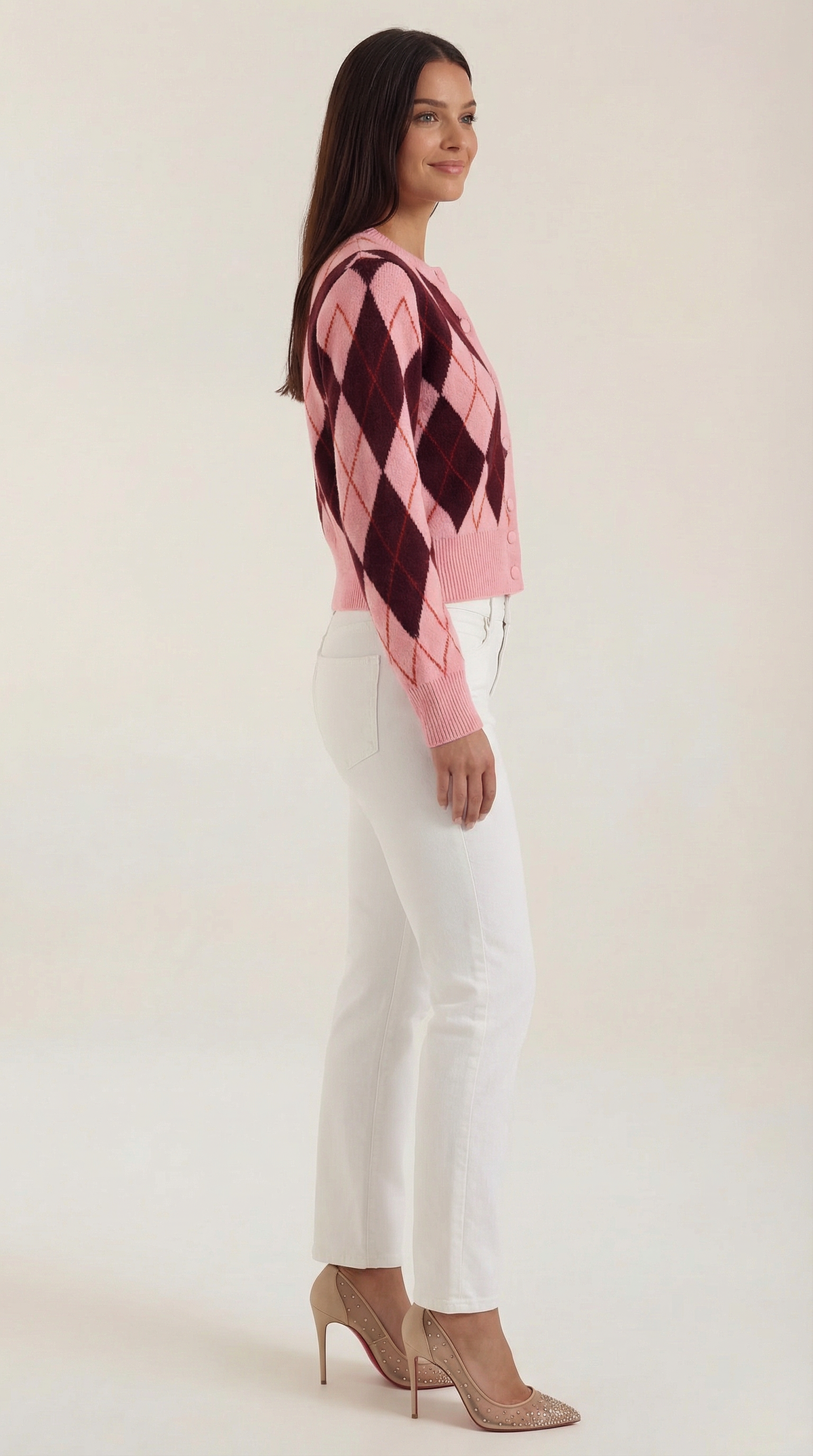 Damen Strickjacke mit Geometrischem Muster | Knopfverschluss