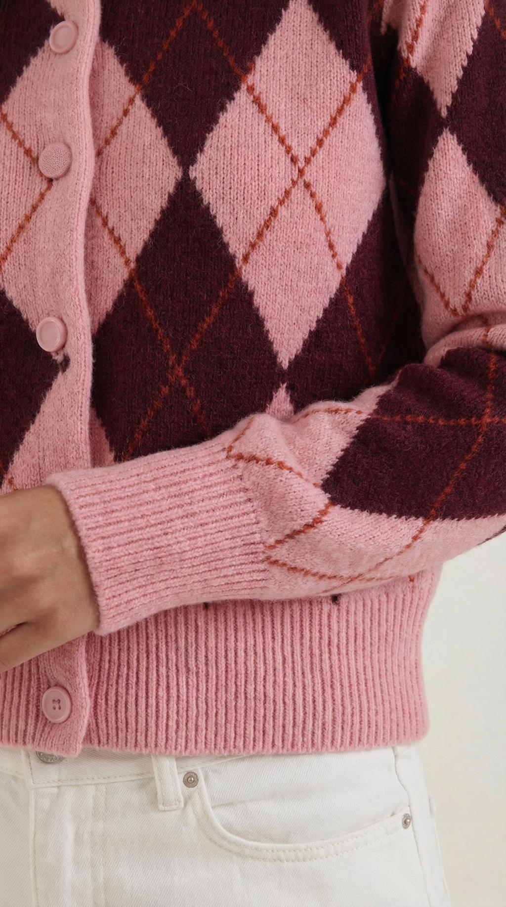 Damen Strickjacke mit Geometrischem Muster | Knopfverschluss