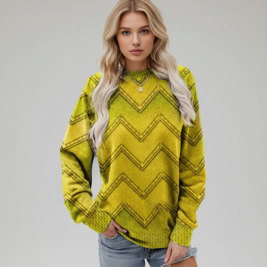 Damenpullover mit Print und Rundhalsausschnitt | Langarm