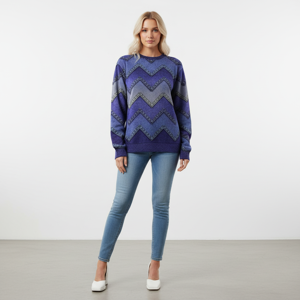 Damenpullover mit Print und Rundhalsausschnitt | Langarm