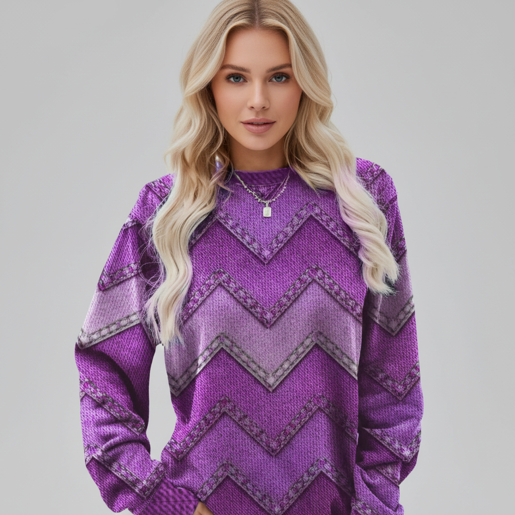 Damenpullover mit Print und Rundhalsausschnitt | Langarm