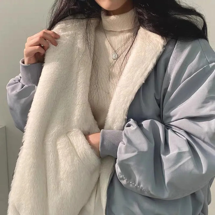 Damen Jacke Winter Reissverschluss Mit Kapuze | Oversize