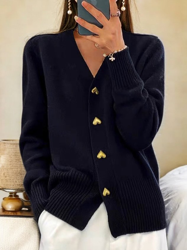 Damen Strickjacke V-ausschnitt Zuknöpfen Winter | Strick
