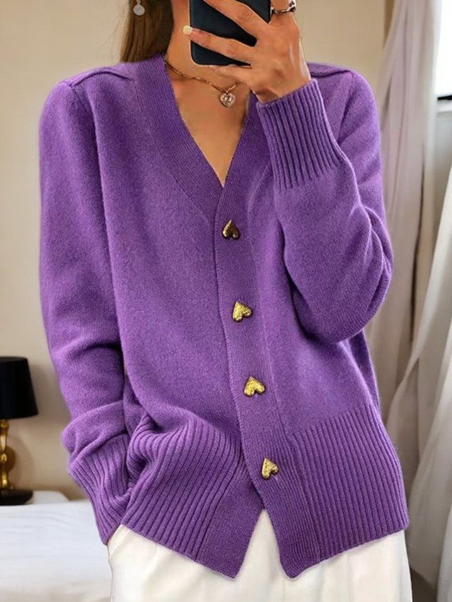 Damen Strickjacke V-ausschnitt Zuknöpfen Winter | Strick