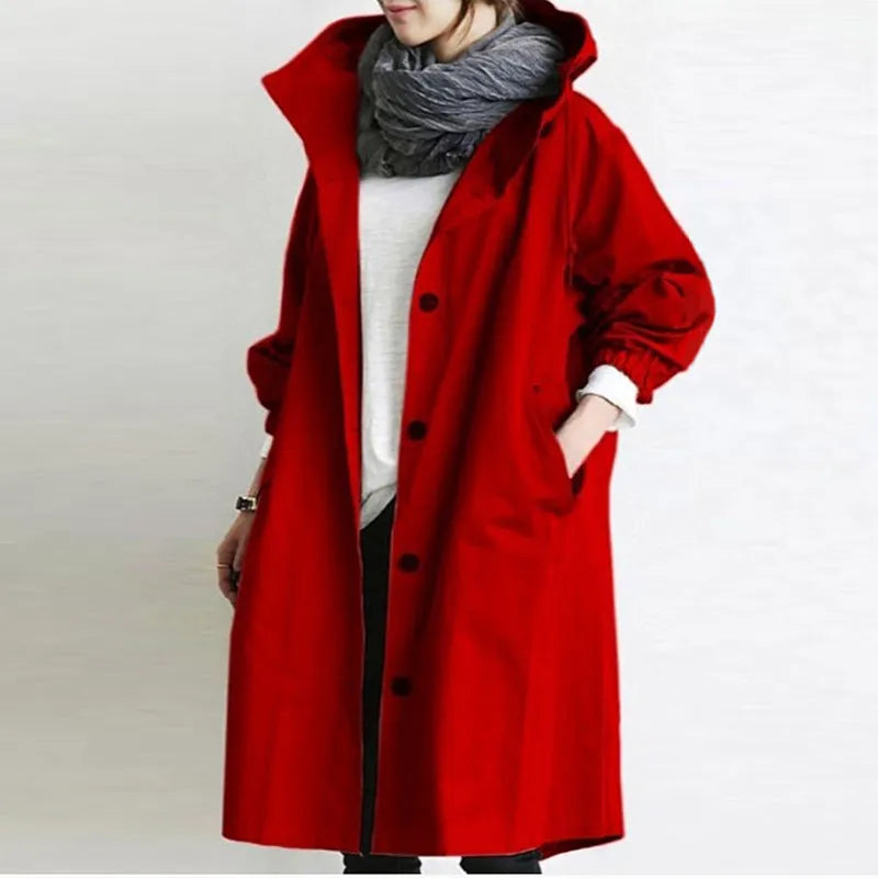 Damen Jacke Lang Vintage Mit Kapuze | Winter